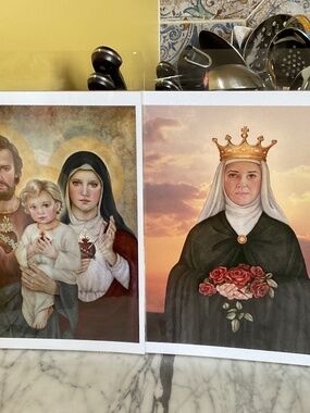 Pair of 2 Saint prints by artist Tracy L. Christianson, 8”x10”